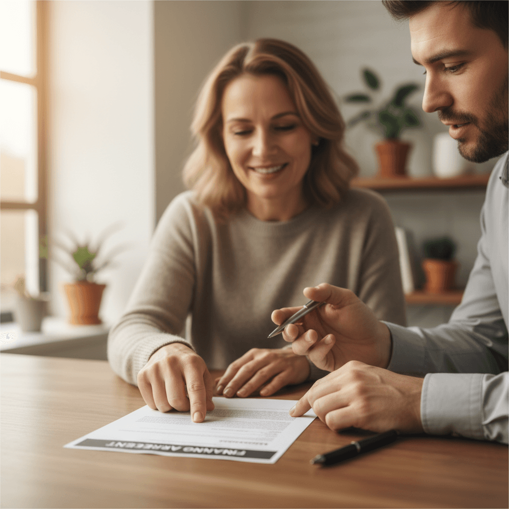 Customer and sales representative reviewing financing options